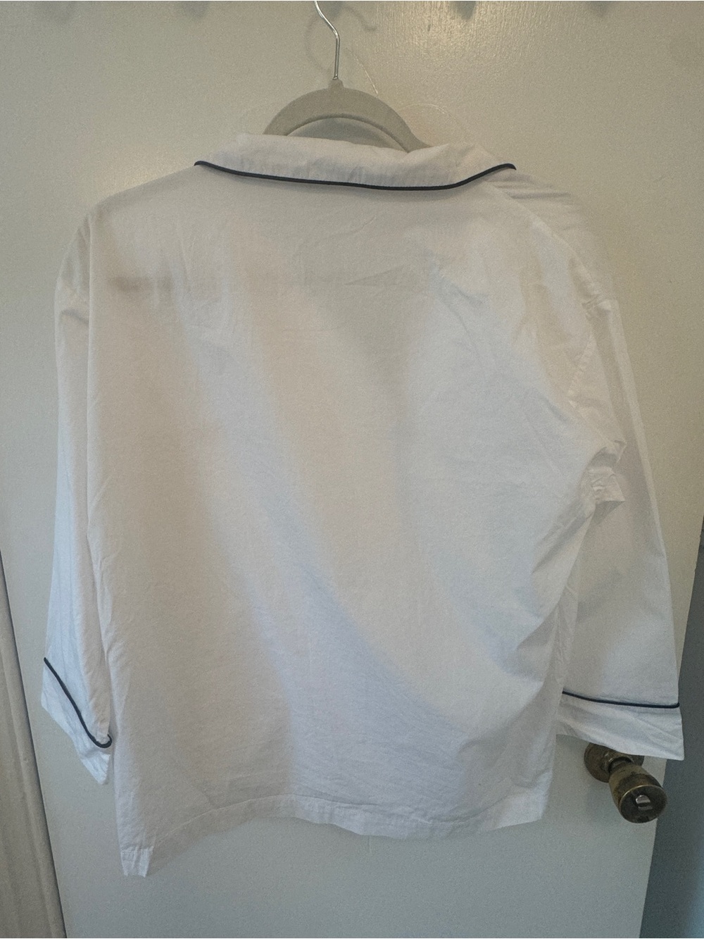 100% Cotton Sleepy Jones Marina Pajama Set Women’s Xs White Navy Piping Nwot — image 5 of 8